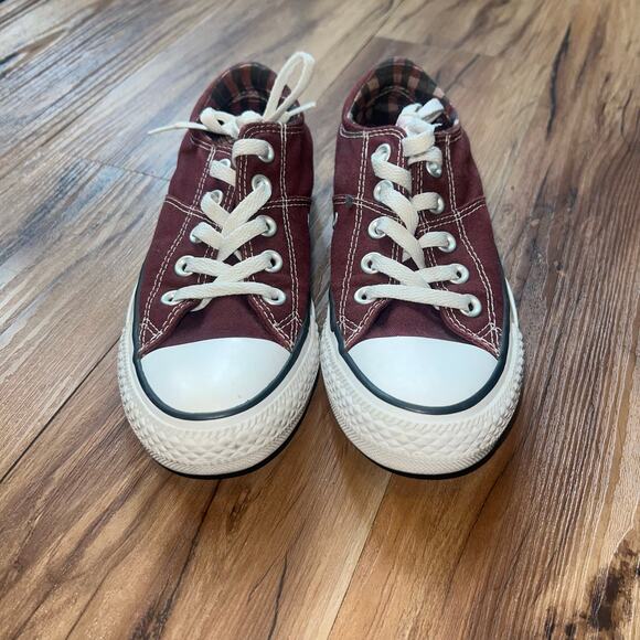 Unisex Converse Chuck Taylor’s Madison Plaid Ox Burgandy Low Tops Size 6 - Picture 6 of 10